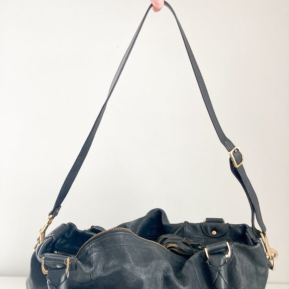 Cole Haan Oversized Black Pebble Leather Hobo Shoulder Bag w Adjustable Strap - Picture 9 of 16
